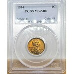 1934 P Lincoln Penny PCGS MS 65 RED # 470