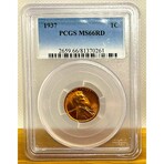 1937 P Lincoln Penny PCGS MS 66 RED # 261