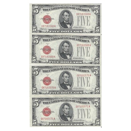 1928 E $ 5 Legal Tender 12 CONSECUTIVE NOTES # 568 - # 579