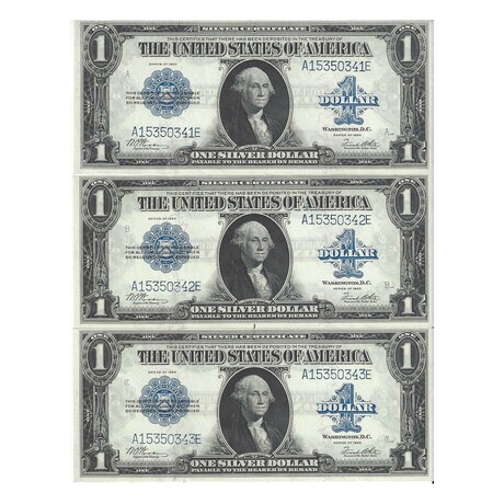 1923 $ 1 Silver Certificate set of 3 CONSECUTIVE NOTES # 341 - # 343