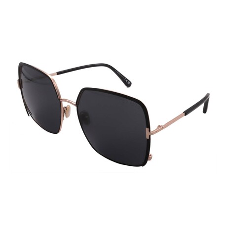 Tom Ford // Women's FT1006/S 02A Square // Black Rose Gold + Dark Grey