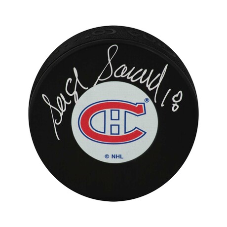 Serge Savard // Montreal Canadiens // Signed Medium Hockey Puck