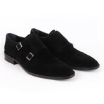 Mico Cap Toe Suede Double Monk // Black (US: 7.5)