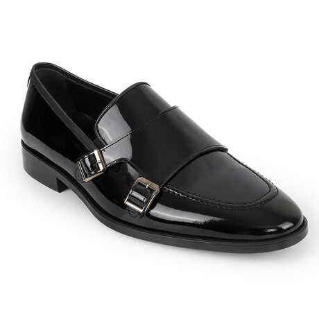 Hardin Patent Leather Double Monk Loafers // Black (US: 7)