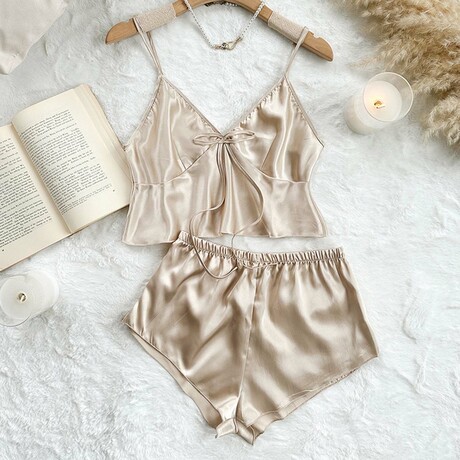 Bella Satin // 2 Piece Pajama Set // Vanilla Cream (S)