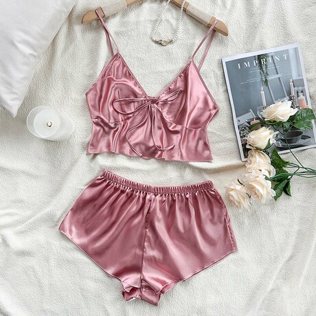 Bella Satin // 2 Piece Pajama Set // Blushing Rose (S)
