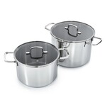 BergHOFF DiNA Helix 4pc Recycled 18/10 Stainless Steel Stockpot Set, Glass Lids