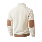 Colorblock Button 1/4 Zip Sweatshirt // Brown & White (XS)