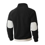Colorblock Button 1/4 Zip Sweatshirt // White & Black (XS)