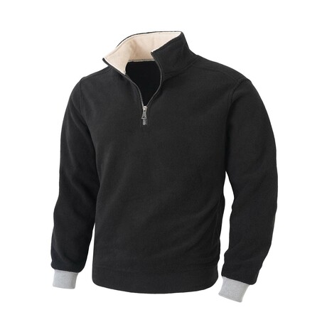 1/4 Zip Sweatshirt with Contrast Gray Cuffs // Black (XS)