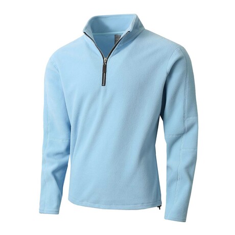 1/4 Zip Visible Seam Sweatshirt // Light blue (XS)