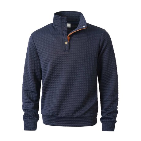 Quilted Sweatshirt // Navy blue (XS)