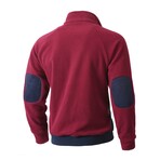 Colorblock Button 1/4 Zip Sweatshirt // Blue & Red (S)