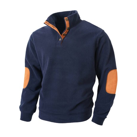 Elbow Patch Sweatshirt // Navy blue (XS)