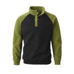 Colorblock Button 1/4 Zip Sweatshirt // Black & Green (S)