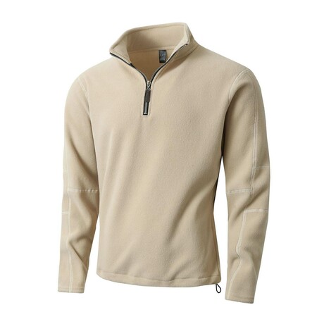 1/4 Zip Visible Seam Sweatshirt // Khaki (XS)