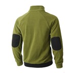 Colorblock Button 1/4 Zip Sweatshirt // Black & Green (S)