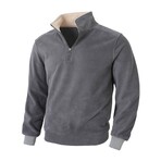 1/4 Zip Sweatshirt with Contrast Gray Cuffs // Grey (XS)