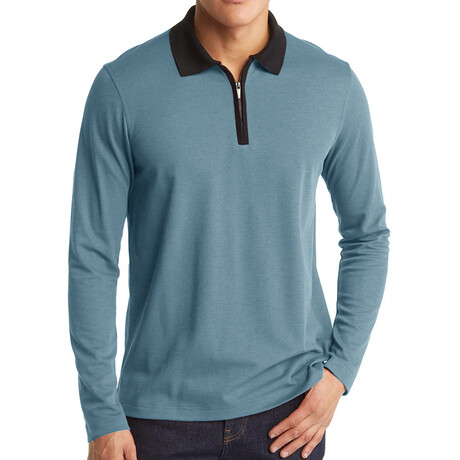 Zippered Polo Long sleeve // Blue (XS)