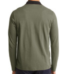 Zippered Polo Long sleeve // Army green (S)