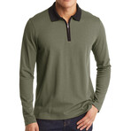 Zippered Polo Long sleeve // Army green (S)
