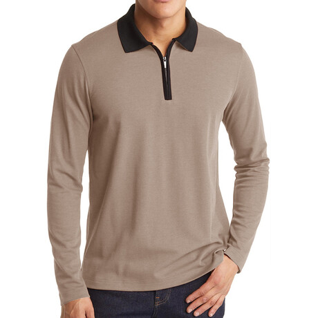 Zippered Polo Long sleeve // Khaki (XS)