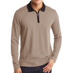 Zippered Polo Long sleeve // Khaki (XS)
