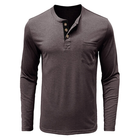 Pocket Henley Long Sleeve // Coffee (XS)