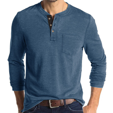 Pocket Henley Long Sleeve // Denim blue (XS)