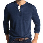 Pocket Henley Long Sleeve // Dark blue (XS)