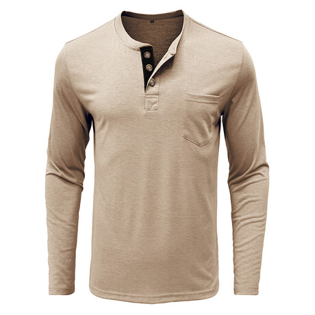 Pocket Henley Long Sleeve // Apricot (XS)