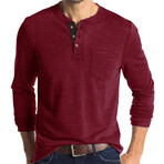 Pocket Henley Long Sleeve // Claret (XS)