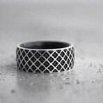 The Grid - Carbon Fiber Sterling Silver Ring (10.5)