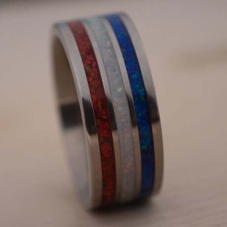 Liberty Crest - Titanium Inlay Ring (7.5)
