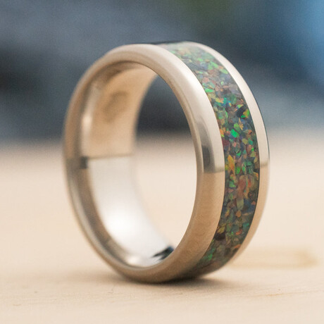 Star Dust - Stainless Steel Opal Ring (7.5)