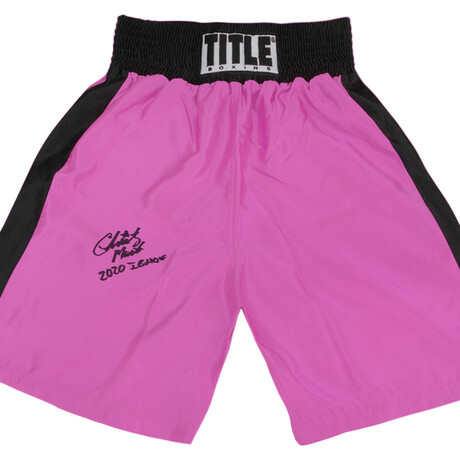 Christy Martin // Signed Title P&B Women's Boxing Trunks w/2020 IB HOF