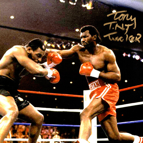 Tony Tucker // Boxing Action vs Mike Tyson // Signed 8x10 Photo w/TNT