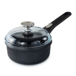 BergHOFF GEM Nonstick Aluminum 7" Sauce Pan 1.9qt., Detachable Handle, Glass Lid