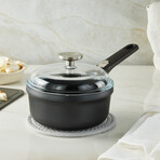 BergHOFF GEM Nonstick Aluminum 7" Sauce Pan 1.9qt., Detachable Handle, Glass Lid