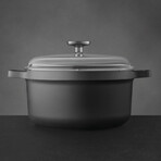 BergHOFF GEM Nonstick Cast Aluminum 11" Stockpot 7.7qt. with Glass Lid, Black