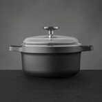 BergHOFF GEM Nonstick Cast Aluminum 8" Stockpot 3qt. with Glass Lid, Black
