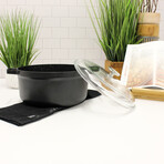 BergHOFF GEM Nonstick Cast Aluminum 11" Stockpot 7.7qt. with Glass Lid, Black