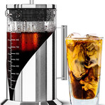 Cafe Du Chateau Cold Brew Coffee Maker - 34oz Airtight Iced Coffee & Tea Pitcher with Measuring Label, Stainless Steel Filter, Ideal for Fridge Storage