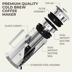 Cafe Du Chateau Cold Brew Coffee Maker - 34oz Airtight Iced Coffee & Tea Pitcher with Measuring Label, Stainless Steel Filter, Ideal for Fridge Storage