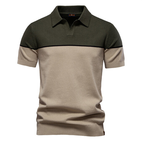 Blocked Polo Shirt // Army Green (XS)