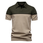 Blocked Polo Shirt // Army Green (S)