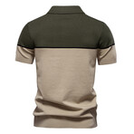 Blocked Polo Shirt // Army Green (S)