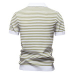 Horizontal Striped Polo Shirt // Light Green (L)