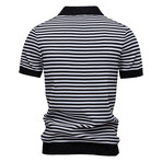 Horizontal Striped Polo Shirt // Black (M)