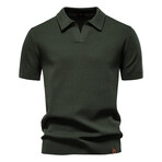 Open Placket Collar Polo T-shirt // Army green (L)